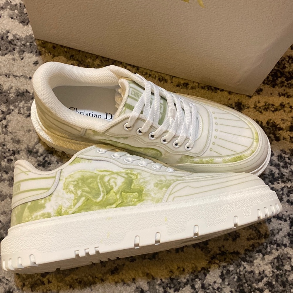 Dior Addict Sneaker Lime Toile De Jouy Technical Fabric size 40